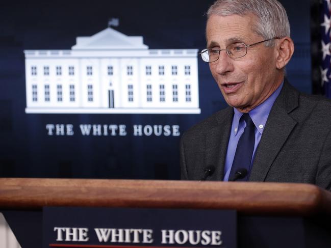 Dr. Anthony Fauci, speaks about the coronavirus. Picture: AP.