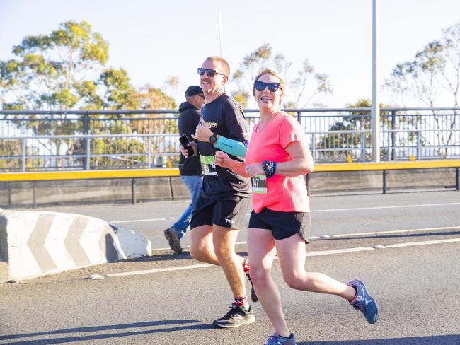 Run the Bridge Fun Run 2020 across Tasman Bridge. Picture: RICHARD JUPE