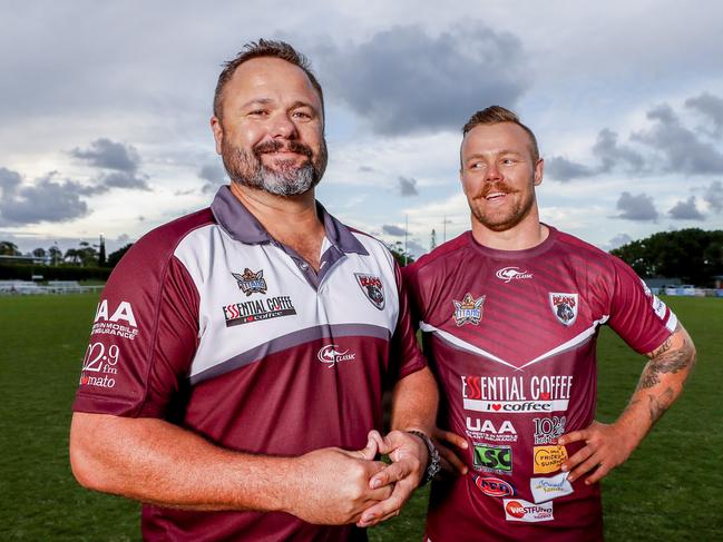 Lenihan with Burleigh captain Luke Page. Picture: Tim Marsden