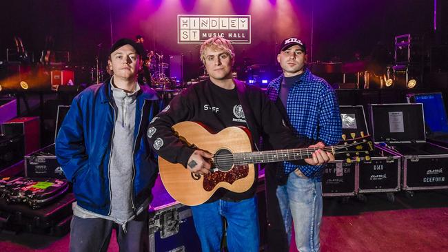 Sydney indie rock trio DMA'S, who were the debut headline act at Adelaide’s new Hindley Street Music Hall. Picture: Roy Van Der Vegt