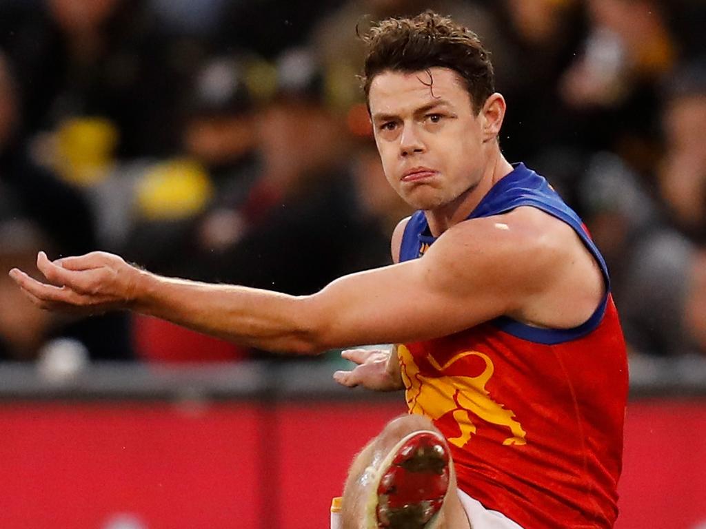 MELBOURNE, AUSTRALIA - AUGUST 25: Lachie Neale of the Lions in action during the 2019 AFL round 23 match between the Richmond Tigers and the Brisbane Lions at the Melbourne Cricket Ground on August 25, 2019 in Melbourne, Australia. (Photo by Michael Willson/AFL Photos via Getty Images)