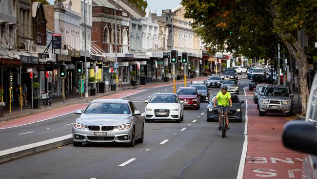 Oxford Street in Paddington where there is a plan to halve the number of traffic lanes to accommodate a new cycleway on Oxford St, between Paddington Gates and Taylor Square. Picture: Julian Andrews