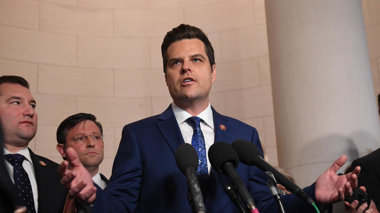 One of the few statements from Donald Trump to get serious traction was his support for Republican Congressman Matt Gaetz, under investigation for allegedly sex trafficking a minor. Picture: AFP