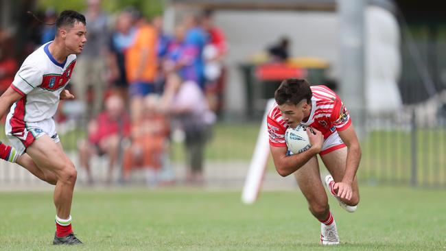 Toby Rumble scores a try in the Laurie Daley SLE Cup Grand Final. Picture: Sue Graham