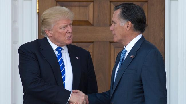 Former Republican presidential candidate Mitt Romney also spoke out against Donald Trump on Wednesday, calling him a ‘phony’ and a ‘fraud’. Picture: Don Emmert/AFP