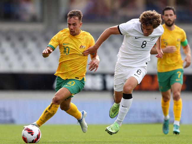 Despite a lack of gametime in France, Denis Genreau looked sharp for the Socceroos. Picture: Michael Bradley/AFP