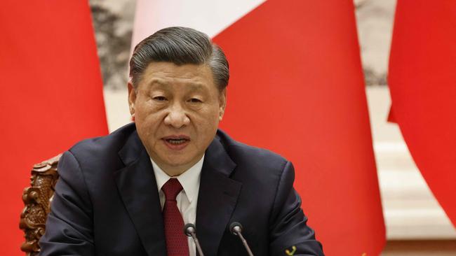 Chinaâ&#128;&#153;s President Xi Jinping attends a joint press conference with French President Emmanuel Macron (not pictured) in Beijing on April 6, 2023. (Photo by LUDOVIC MARIN / AFP)