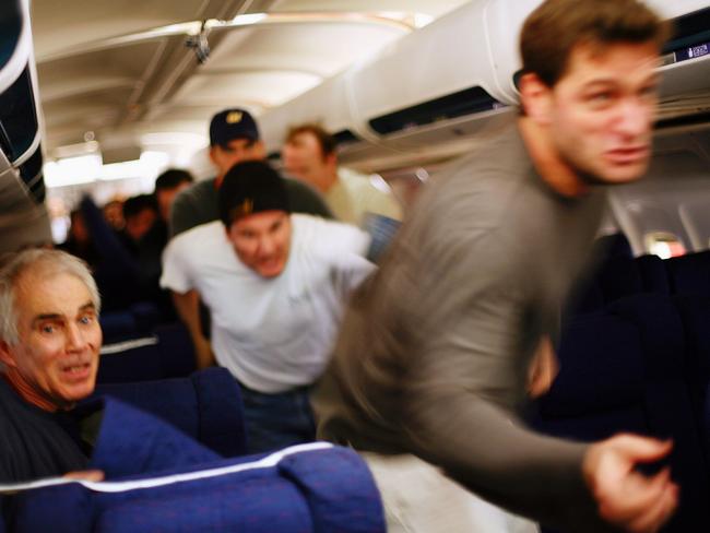 A dramatic re-enactment of passengers on United Airlines flight 93 fighting back against September 11 hijackers. Picture: Supplied