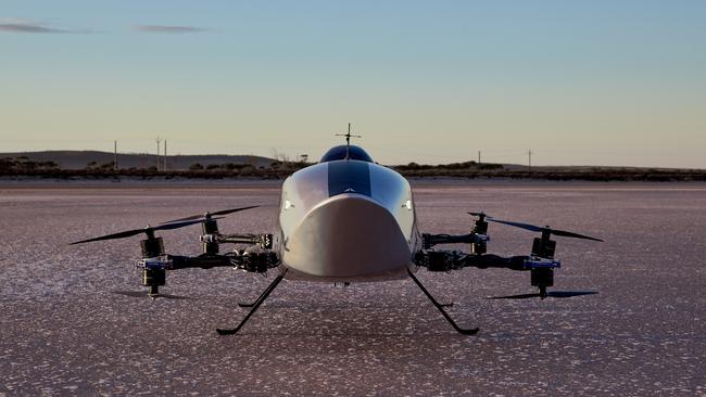 The Alauda Aeronautics Mk3 EXA race-craft at a secret testing location in South Australia. Picture: Supplied