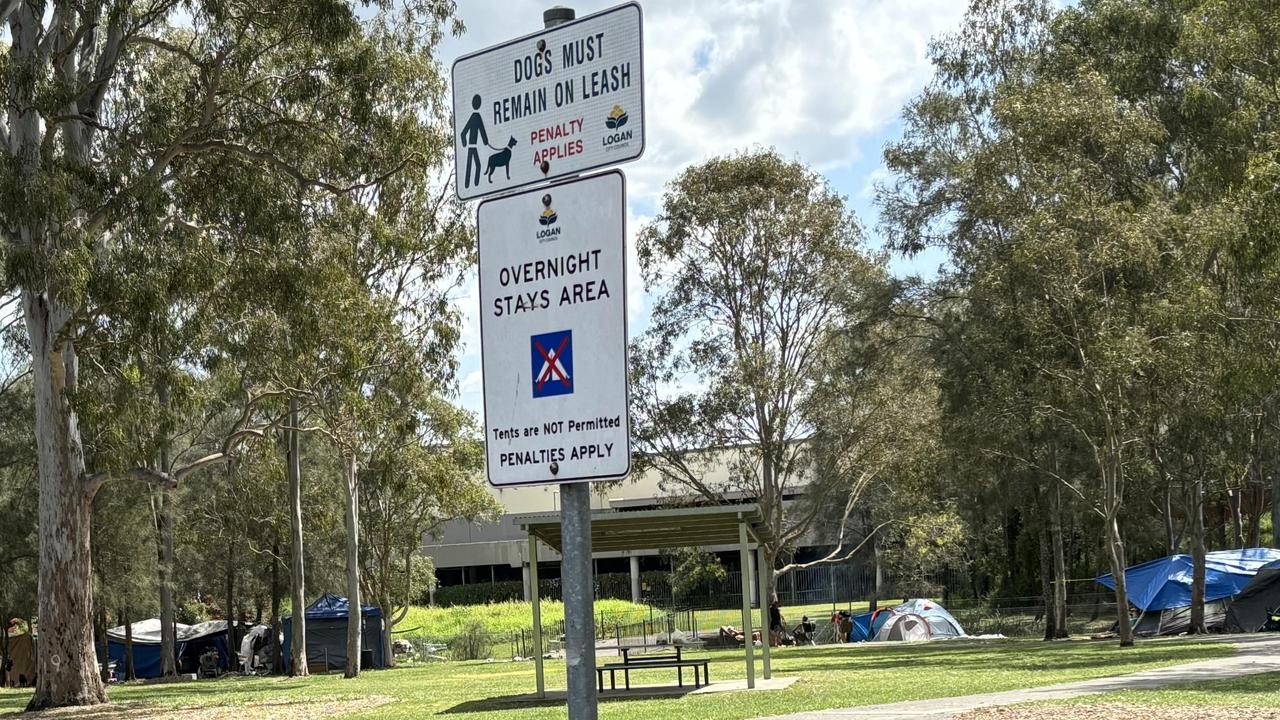 Tent dwellers have relocated to Hugh Muntz Park in Beenleigh.