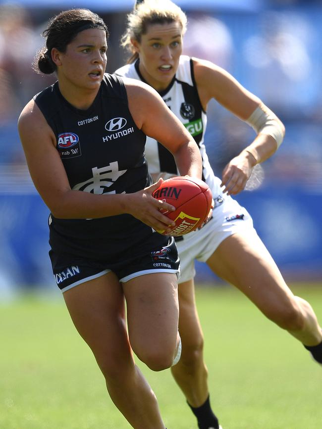 Maddison Prespakis in action against Collingwood. Picture: Quinn Rooney/Getty.