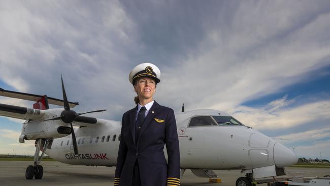 Captain Louise Pole at Brisbane Airport. Picture: Glenn Hunt / The Australian