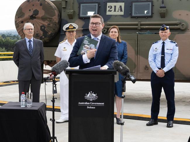 Minister for Defence Industry and the Minister for International Development & the Pacific, The Hon Pat Conroy MP, addresses the media during a press conference at the release of the Defence Industry Development Strategy at CEA Technologies in Canberra. *** Local Caption *** Minister for Defence Industry, the Hon Pat Conroy MP released the Defence Industry Development Strategy on 29 February 2024. The Strategy outlines a framework and principles for the future direction of defence industry policy during a vital decade in Australia’s national security. Vice Chief of the Defence Force, Vice Admiral David Johnston, AC, RAN, Deputy Secretary of Capability Acquisition and Sustainment Group Christopher Deeble, AO, CSC, and Chief Guided Weapons and Enterprise Ordinance Group Air Marshal Leon Phillips, OAM were among the guests who attended the launch at CEA Technologies in Canberra.