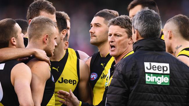 Tigers coach Damien Hardwick found the day frustrating. Picture: Getty Images