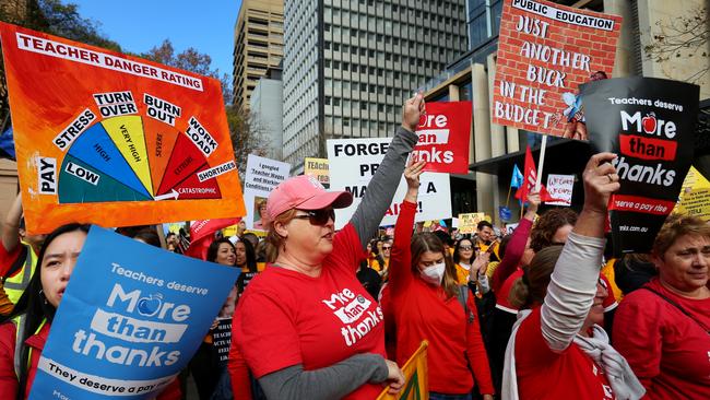 Teachers and supporters rallied in Sydney CBD in June. Picture: Lisa Maree Williams/Getty Images