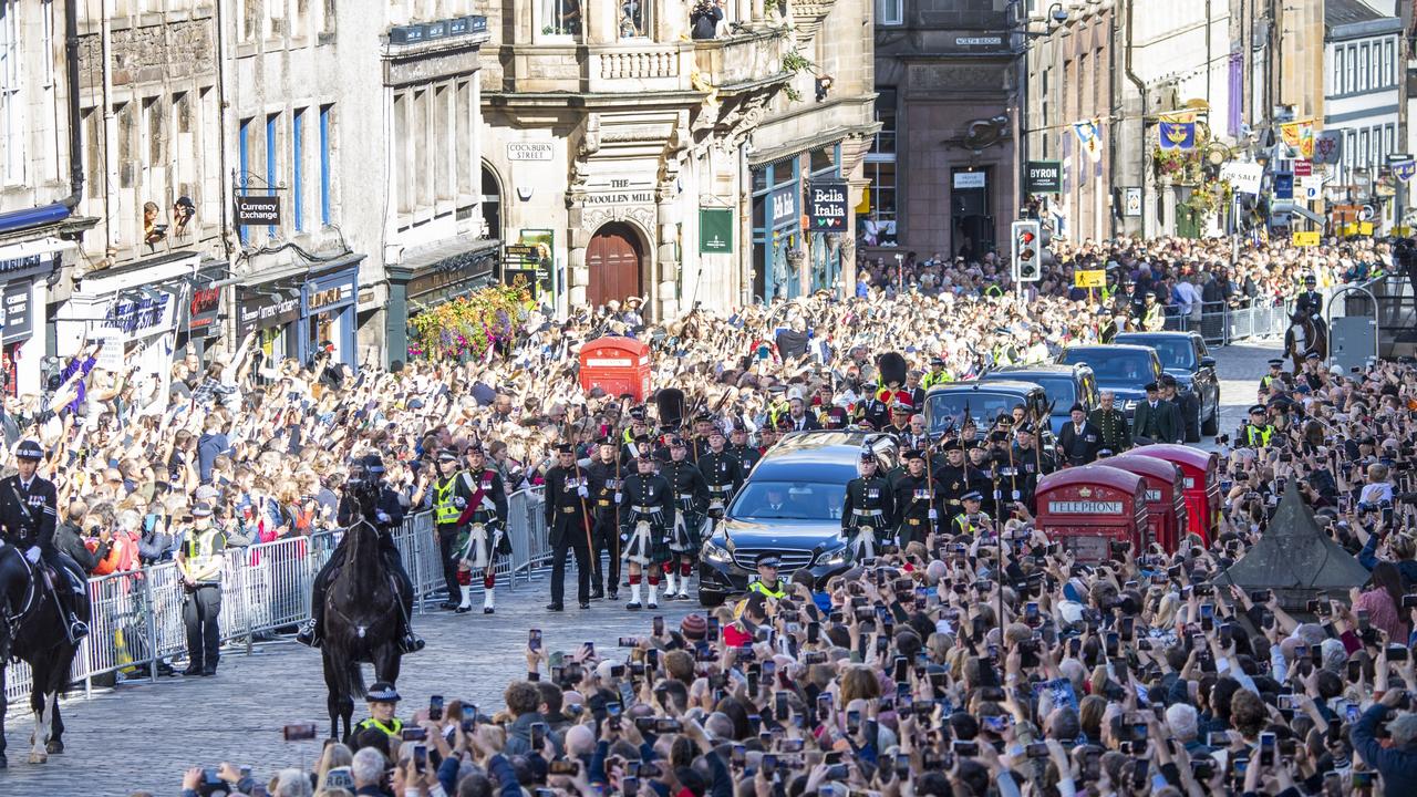 The King and the Queen’s other children accompanying Her Majesty The Queen's coffin from the Palace of Holyroodhouse along the Royal Mile to St Giles Cathedral. (Photo by Lesley Martin – WPA Pool/Getty Images)