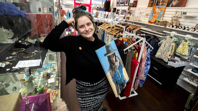 Elle-May Michael, owner of In.cube8r Gallery &amp; Emporium in Prahran, Melbourne says it’s all hands on deck as she prepares for Wednesday’s reopening. Picture: David Geraghty