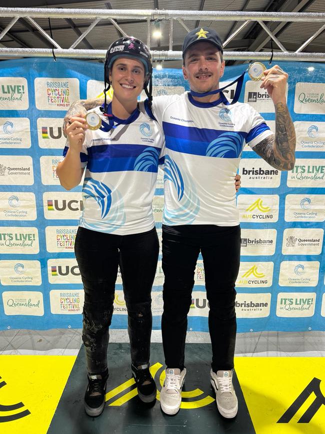 2024 BMX Freestyle Oceania Champions Natalya Diehm and Brandon Loupos. Picture: AusCycling