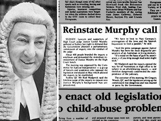 Former High Court Judge Lionel Murphy and a clipping from the Canberra Times in 1986.