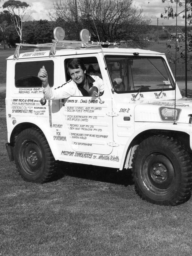 Denis Bartell in his "Suzi II" Suzuki LJ80 four-wheel drive.