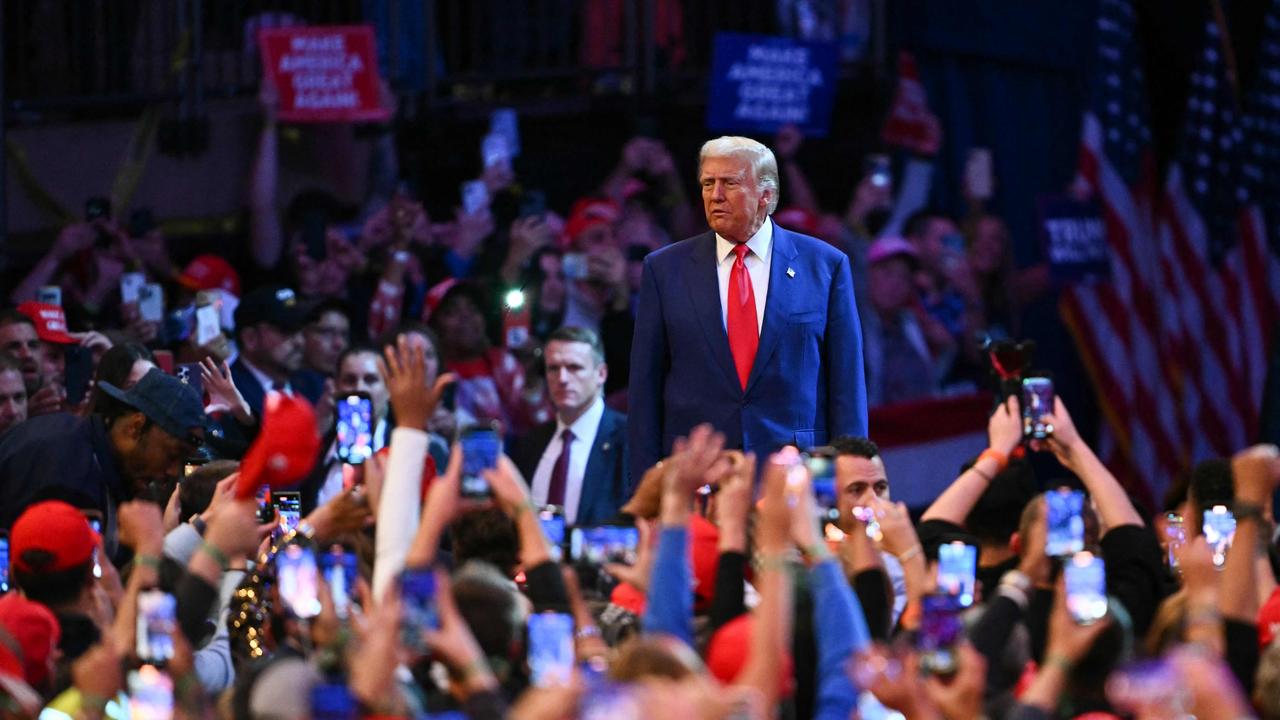 The Republican presidential candidate Donald Trump arrives to speak. Picture: Angela Weiss/AFP