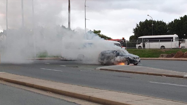 The moment car becomes engulfed in flames. Picture: supplied