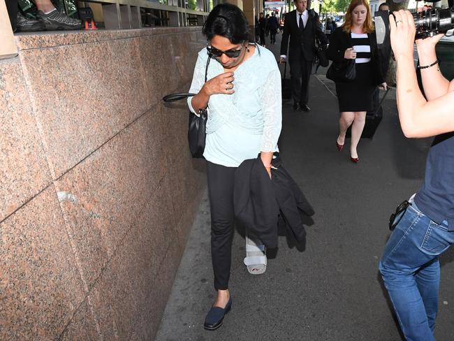 Kumuthini Kannan exiting the Melbourne Magistrates' Court in December, 2017. Picture: James Ross/AAP