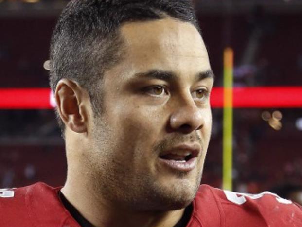 FILE - In this Sept. 3, 2016, file photo, San Francisco 49ers running back Jarryd Hayne (38) is interviewed after an NFL preseason football game against the San Diego Chargers in Santa Clara, Calif. Former Australian Rugby League star Hayne’s NFL experiment is over, as he announced his retirement Sunday, May 15, 2016, from the 49ers in order to join the Fiji Rugby Sevens team for the Rio de Janeiro Olympics. (AP Photo/Tony Avelar, File)