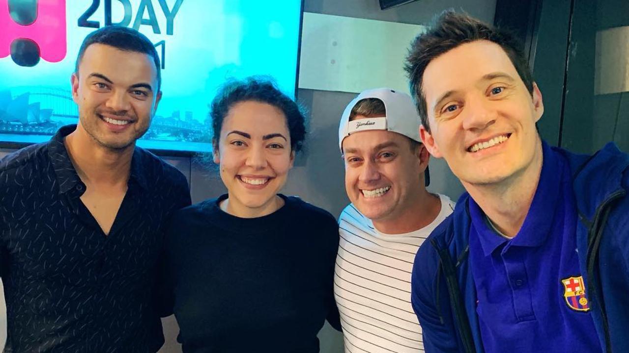 The 2Day FM breakfast team with Guy Sebastian.