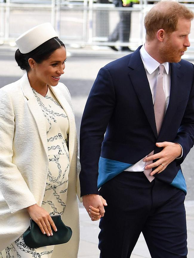 The Duchess and Duke of Sussex pictured arriving a Commonwealth Day Service at Westminster Abbey last month. Picture: AFP