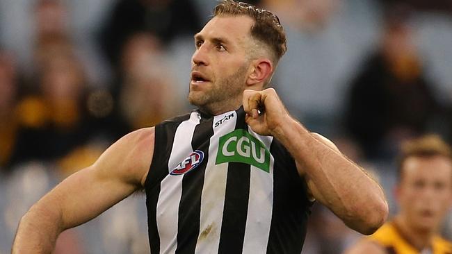 Travis Cloke is his final game for Collingwood. Picture: Wayne Ludbey