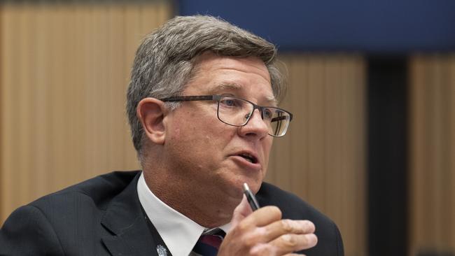 Secretary of the Department of Climate Change and Energy, David Fredericks, during a Senate estimates hearing in Canberra. Picture: NewsWire / Martin Ollman