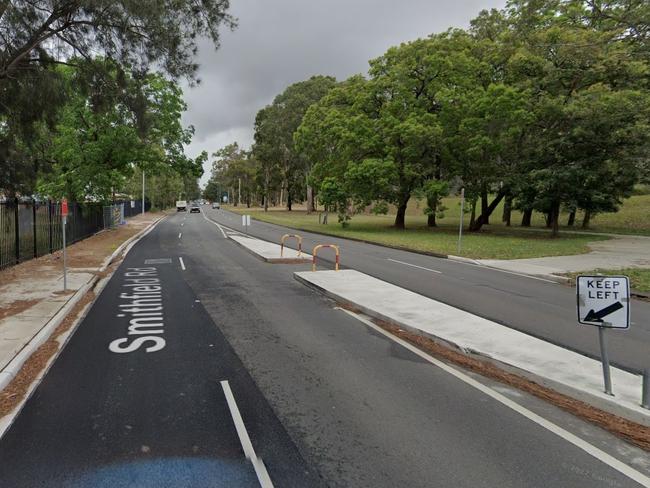 Site of the collision on Smithfield Rd in Greenfield Park. Picture: Google Maps