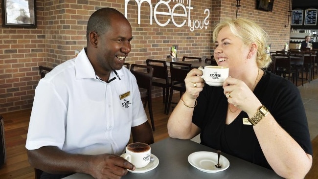 Boubacar Barry and his wife Angela Holmes-Barry are two of Ipswich’s best known franchisees, employing more than 130 local team members across their seven Coffee Club stores. Picture: Claudia Baxter