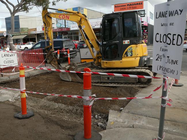 Construction in Fawkner is putting pressure on businesses. Picture: Hamish Blair