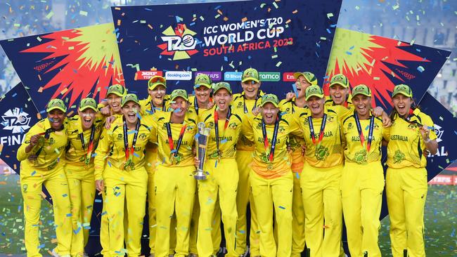 Lanning has now led Australia to four T20 World Cup titles and one ODI World Cup title and has collected more ICC tournament wins than any other captain in men’s or women’s cricket. Picture: Mike Hewitt / Getty Images