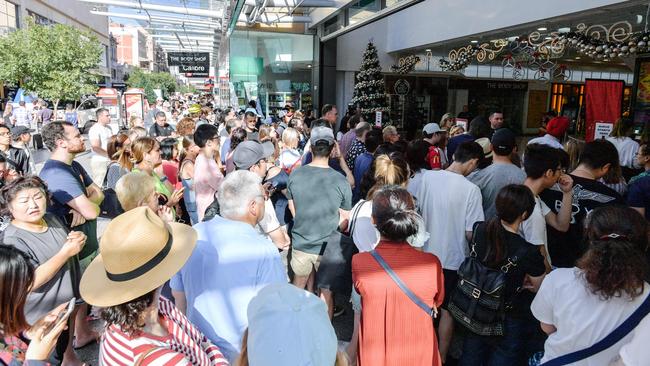 The CBD, which previously held the exclusive right to Boxing Day trading, suffered a 4.8 per cent drop in revenue despite receiving more customers and transactions. Picture: AAP / Morgan Sette