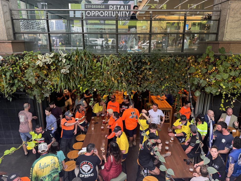 Some CFMEU members hit the pubs after the rally.