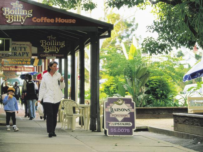 Streetside cafes in Bellingen, North Coast. Picture: Destination NSW