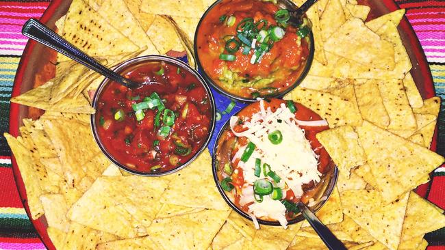 The Jungle Mexican Cantina in Coolangatta. Nachos with dips.