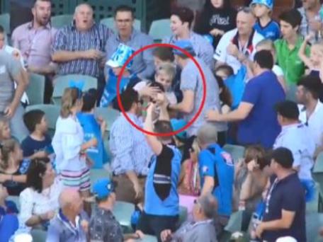 kid hit by ball at big bash