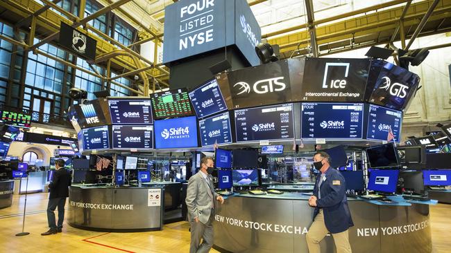 The partially reopened New York Stock Exchange trading floor. Picture: New York Stock Exchange via AP