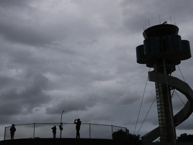 Daily Telegraph April 20/4/23. Stormy weather around Sydney airport .picture John Grainger