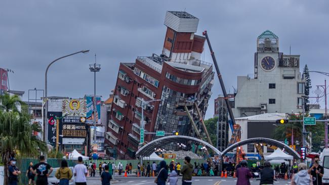 A collapsed building in Hualien, Taiwan after the earthquake on April 3. Picture Getty Images