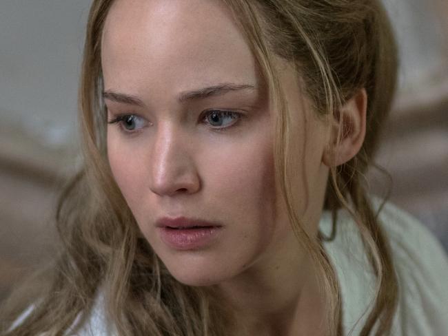 Left to right: Jennifer Lawrence and Javier Bardem in mother!, from Paramount Pictures and Protozoa Pictures.