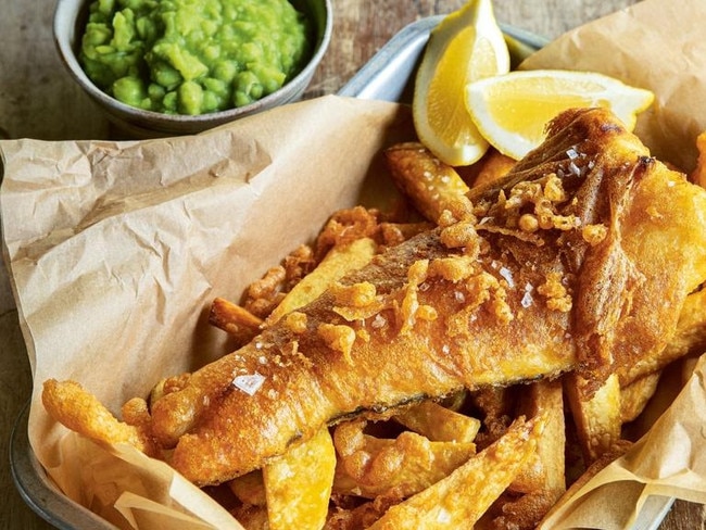 James Martin's homemade fish and chips are an instant hit.