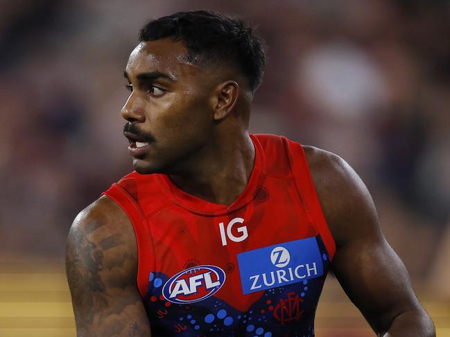 MELBOURNE , AUSTRALIA. May 26 , 2024.  Round 11. Melbourne vs St Kilda at the MCG.   Kysaiah Pickett of the Demons     . Pic: Michael Klein