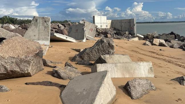 Wild weather has caused havoc at the new Dundee Beach boat ramp upgrades. Picture: Supplied.