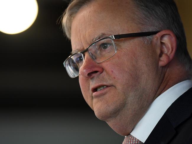 SYDNEY, AUSTRALIA - NCA NewsWire Photos SEPTEMBER, 30, 2020: Federal Opposition Leader Anthony Albanese addresses the the McKell Institute in Sydney. Picture: NCA NewsWire/Joel Carrett