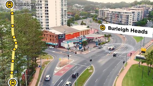 Gold Coast Light Rail Stage 3A artist impressions and stations between Broadbeach and Burleigh Heads